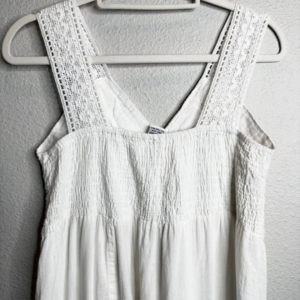 R.K. Garments White Cotton Crochet Lace Tiered Boho Prairie Maxi Dress OS - Picture 10 of 15